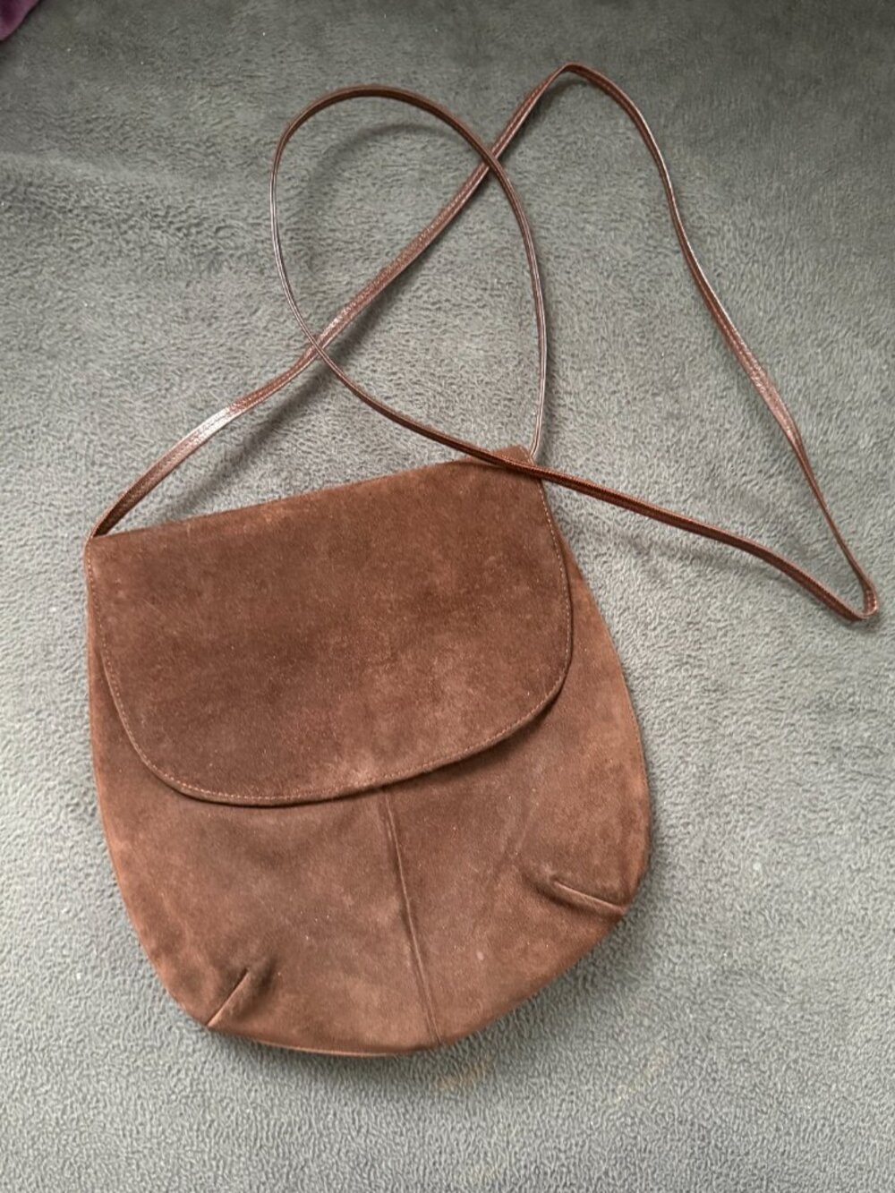 Vintage Charles Jourdan Brown Suede Crossbody Slim Bag Purse